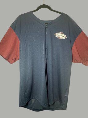 Reebok Adult CL SG Baseball Jersey Navy & Burgundy Mesh Large